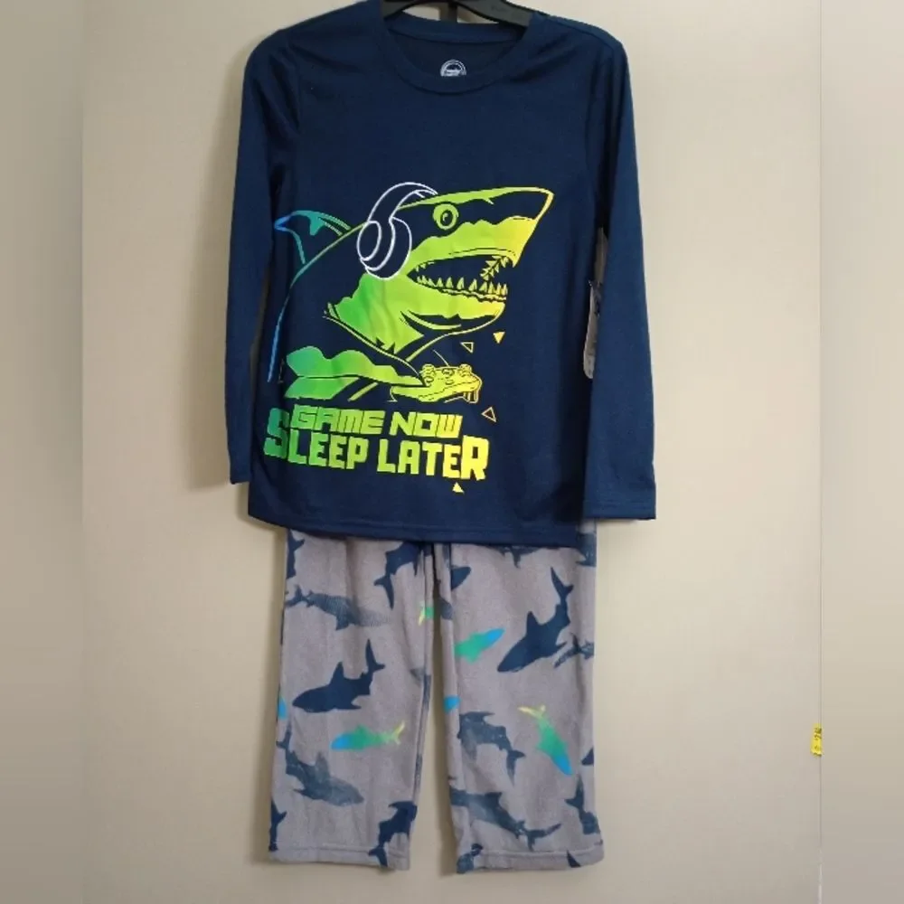 2 Wonder Nation Pajama Sets Long Sleeve Straight Leg Fleece Pants Size Medium 8